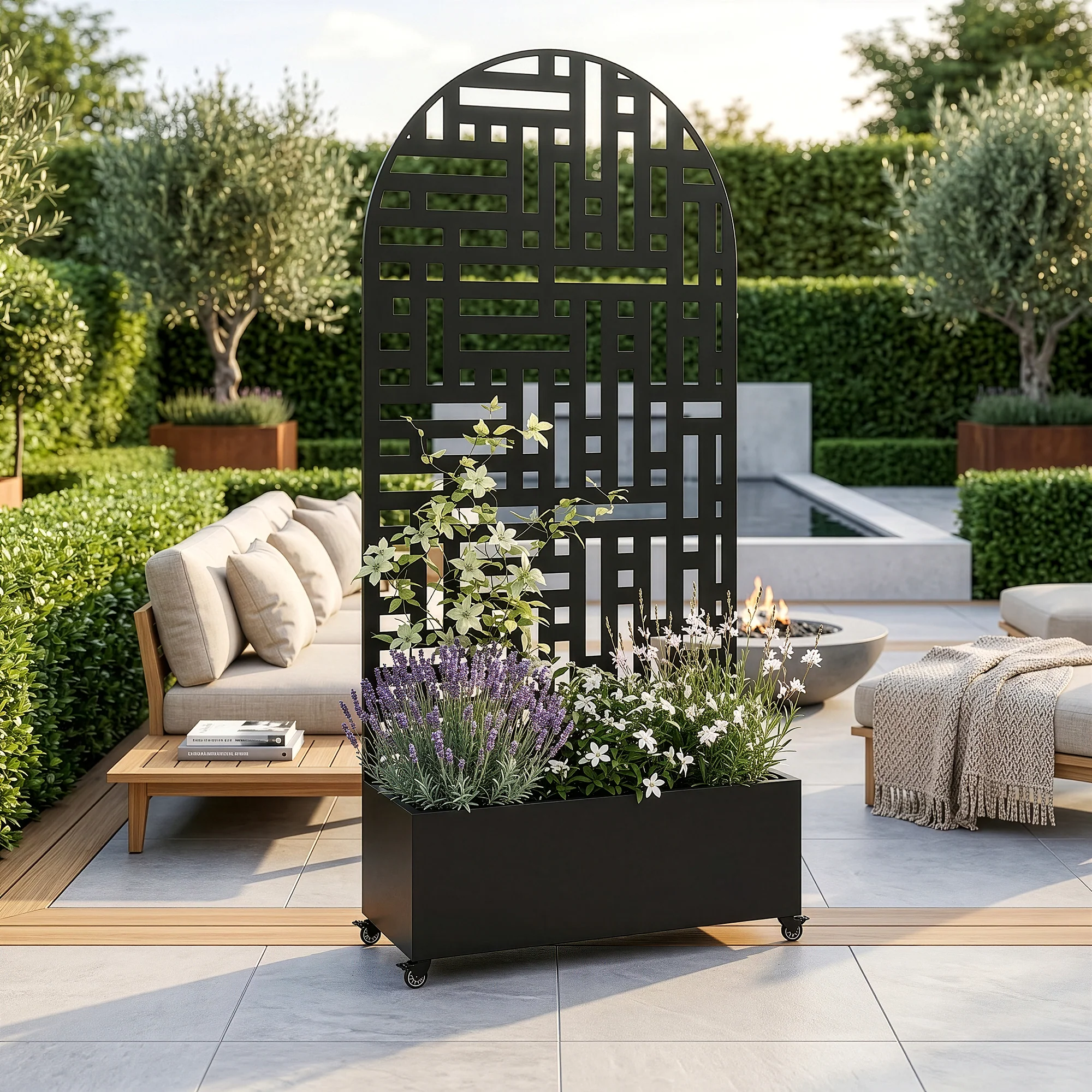 Trennwand Bernalda mit Blumenkasten Bogenform [casa.pro] - Image 2