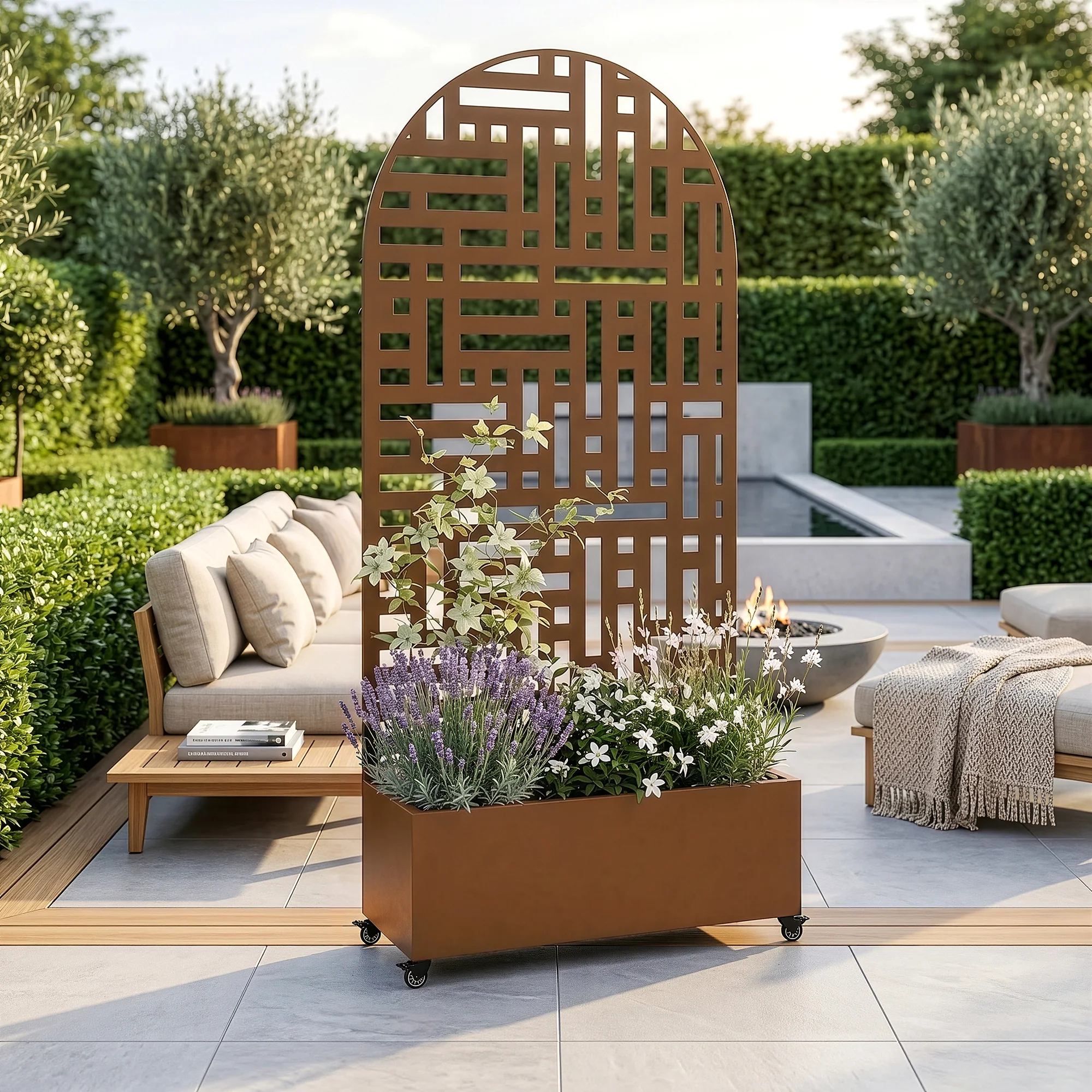 Trennwand Bernalda mit Blumenkasten Bogenform [casa.pro] - Image 3