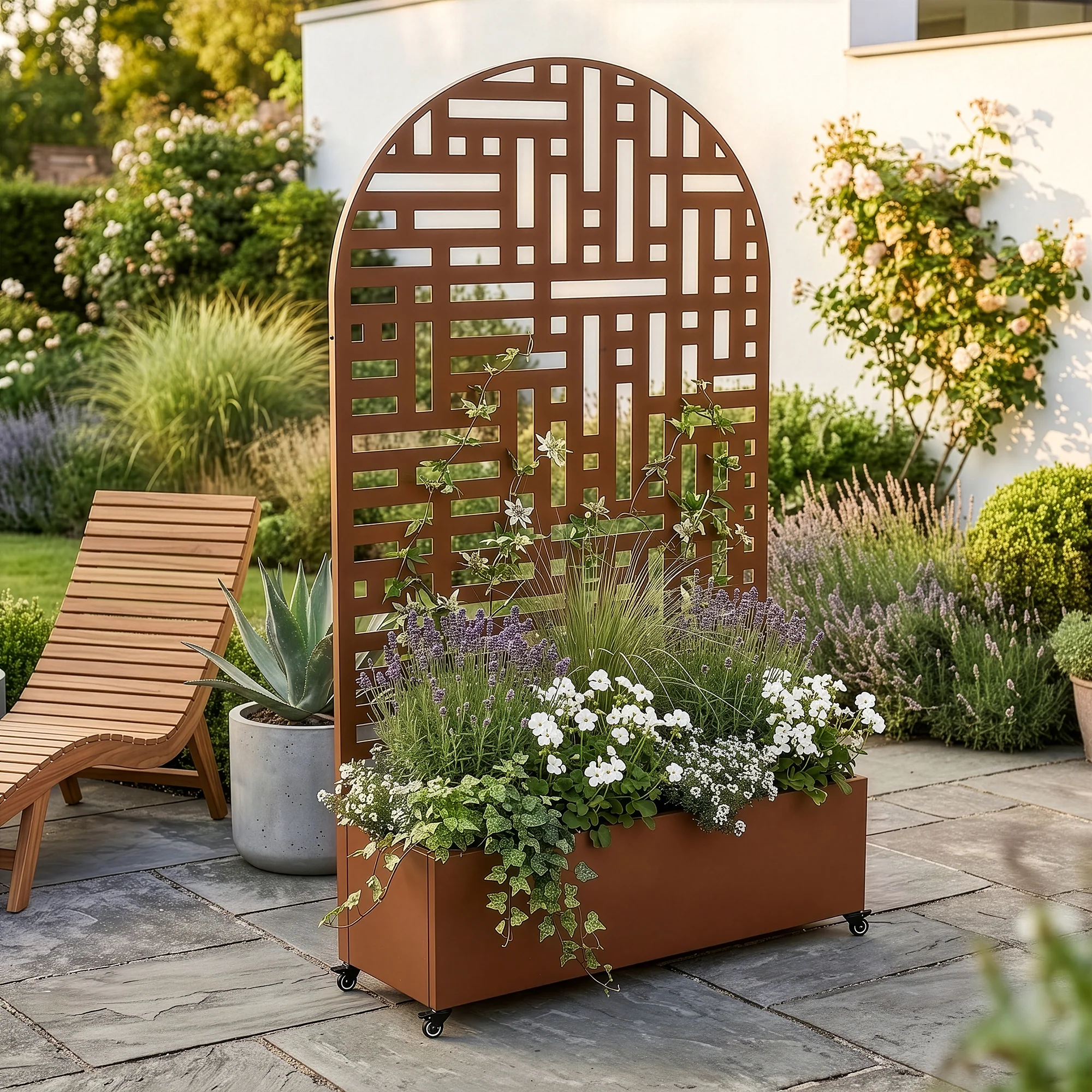 Trennwand Bernalda mit Blumenkasten Bogenform [casa.pro] - Image 5
