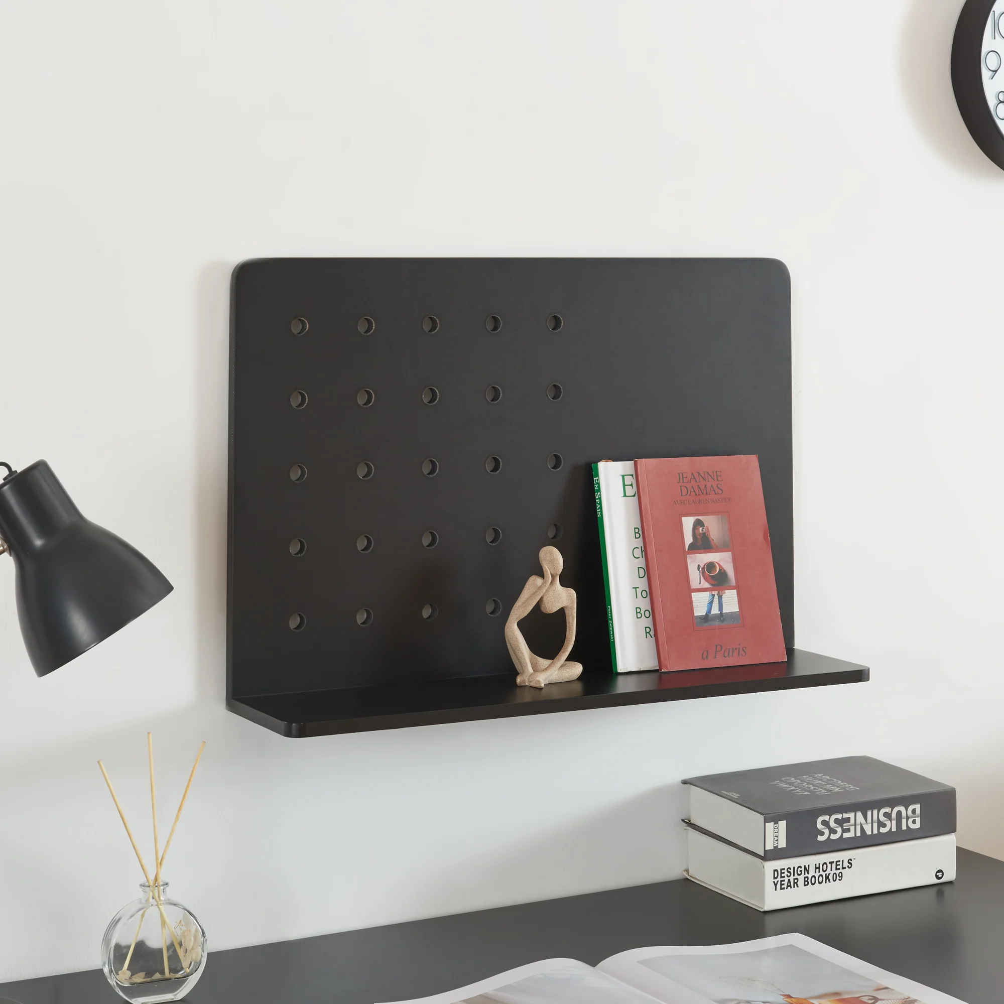 Wandregal Dønna 60x15x40cm Schwarz [en.casa]