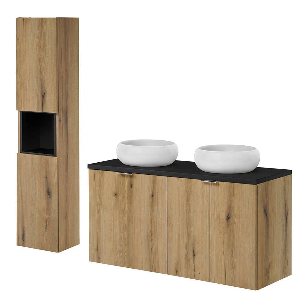 Waschtisch Skelbolu mit Hochschrank [en.casa] - Image 2